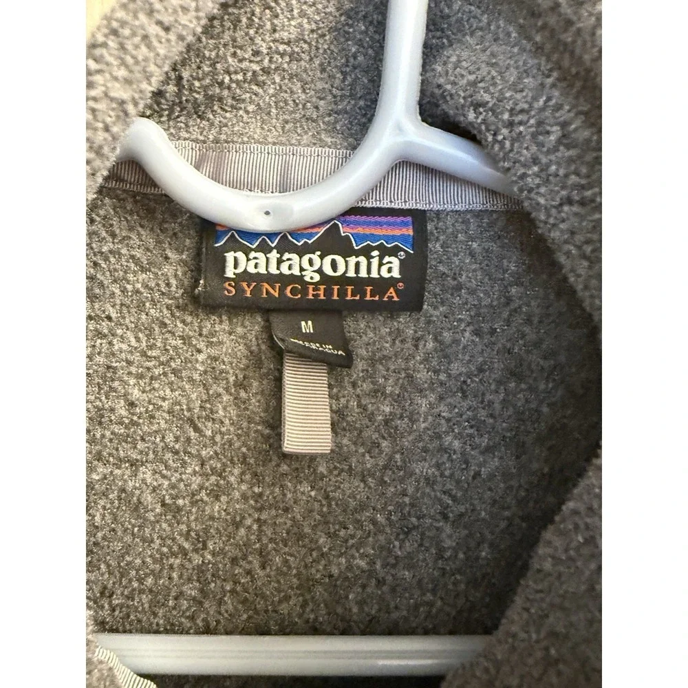 Patagonia Synchilla Fleece Vest Mens Medium Gray Full Zip Outdoor EUC